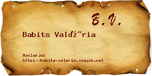 Babits Valéria névjegykártya